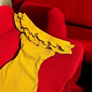 Haute Monde Yellow Ruffle Mini Dress